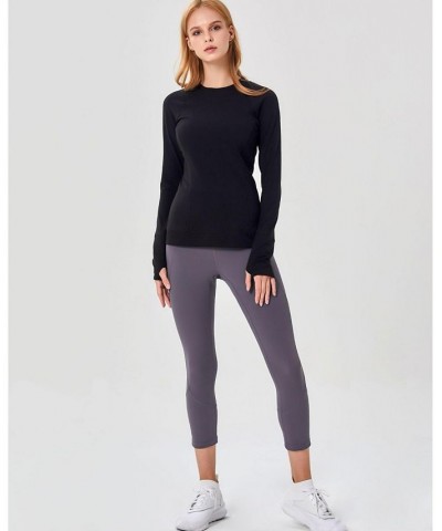 Morning Glory Coziplex Long Sleeve Top for Women Black $36.96 Tops