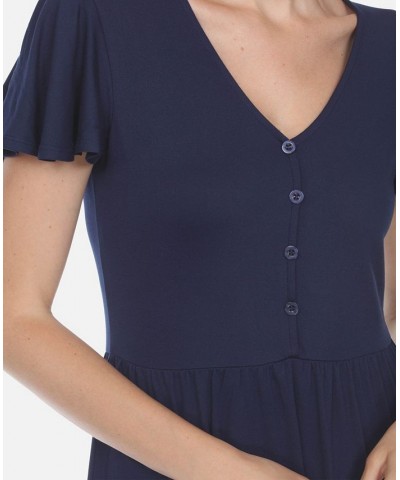 Women's Short Sleeve V-Neck Tiered Dress Navy $28.16 Dresses