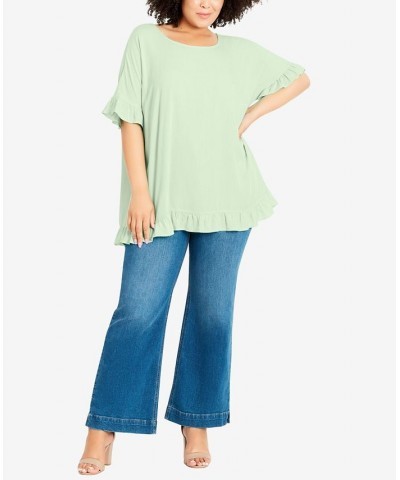 Plus Size Rivka Frill Crew Neck Top Mint $29.67 Tops