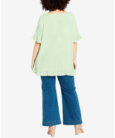 Plus Size Rivka Frill Crew Neck Top Mint $29.67 Tops