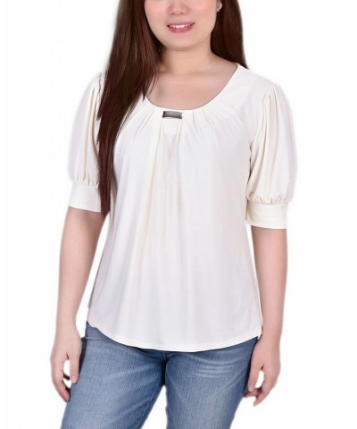 Women's Short Sleeve Balloon Sleeve Top Pristine $18.29 Tops