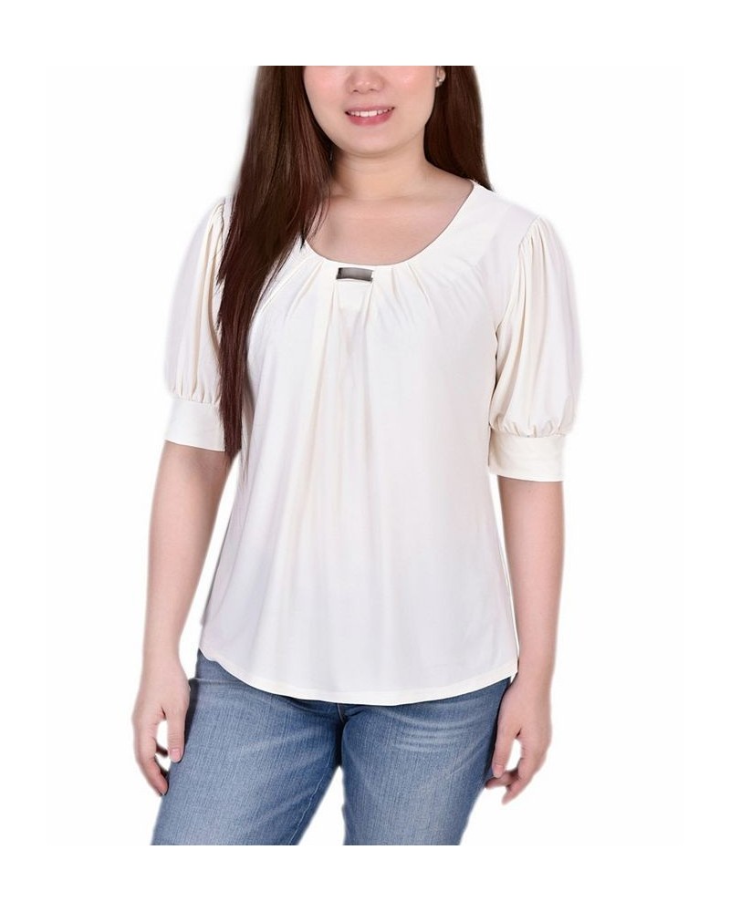 Women's Short Sleeve Balloon Sleeve Top Pristine $18.29 Tops