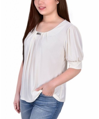 Women's Short Sleeve Balloon Sleeve Top Pristine $18.29 Tops