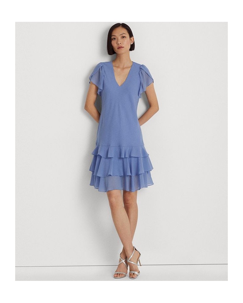 Women's Crinkle Georgette Drop-Waist Dress Blue Mist $66.15 Dresses