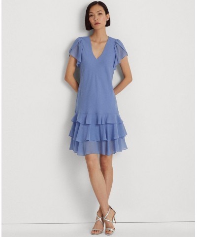 Women's Crinkle Georgette Drop-Waist Dress Blue Mist $66.15 Dresses