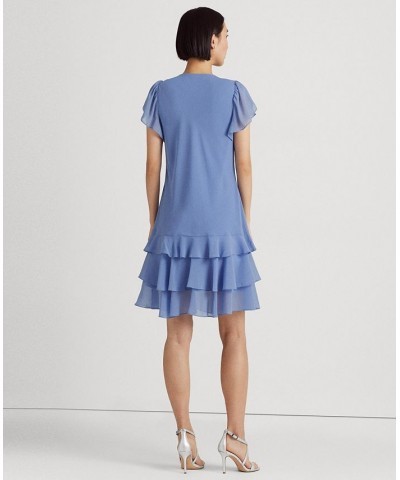 Women's Crinkle Georgette Drop-Waist Dress Blue Mist $66.15 Dresses