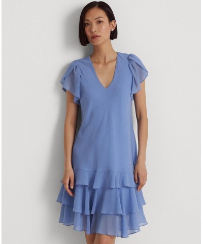 Women's Crinkle Georgette Drop-Waist Dress Blue Mist $66.15 Dresses