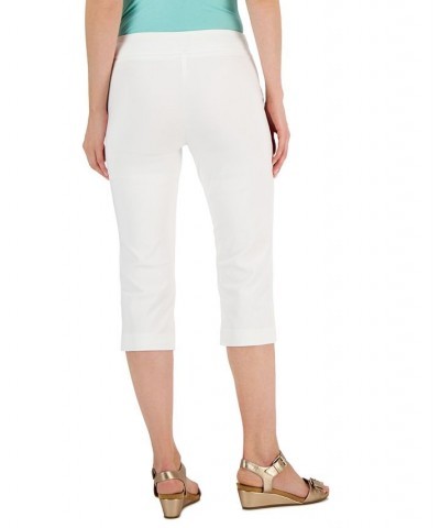 Petite Rivet-Detail Tummy Control Capri Pants White $17.39 Pants