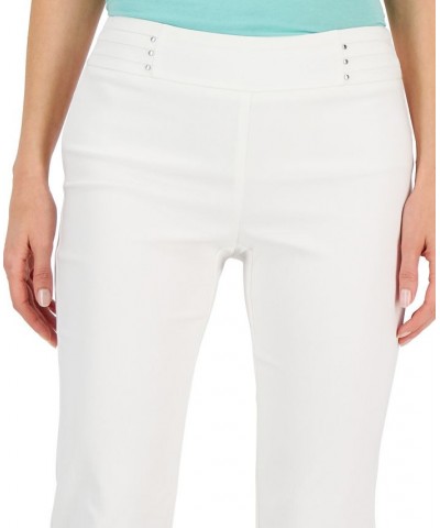 Petite Rivet-Detail Tummy Control Capri Pants White $17.39 Pants