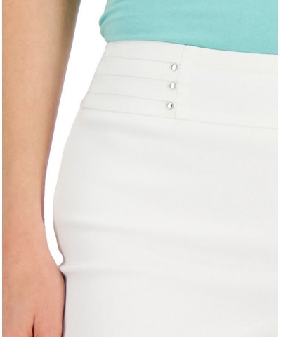 Petite Rivet-Detail Tummy Control Capri Pants White $17.39 Pants