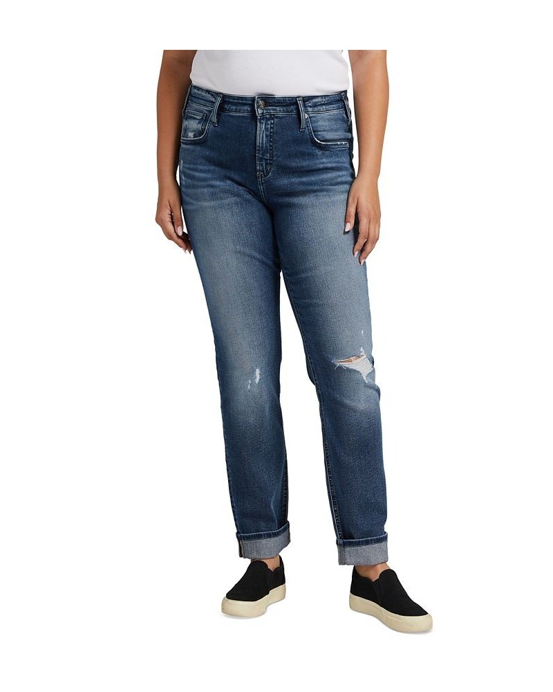 Plus Size Beau Ripped Slim-Leg Jeans Indigo $20.02 Jeans
