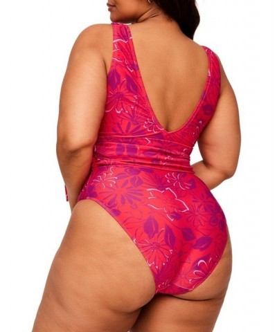 Kaitlyn Women's Plus-Size Swimwear One-Piece Red $34.28 Swimsuits