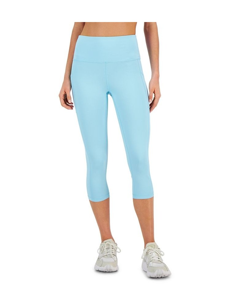 Women's Compression High-Rise Side-Pocket Cropped Leggings Regular & Petite Butterfly Blue $14.17 Pants