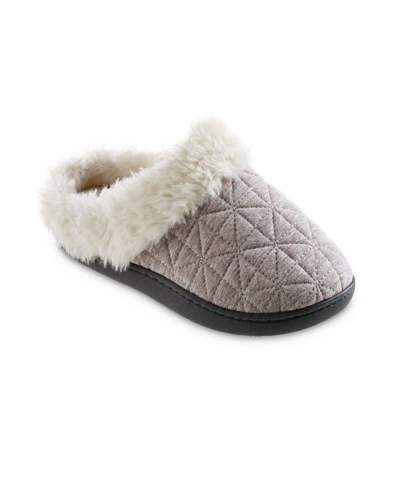 Women's Quilted Jersey Bridget Hoodback Eco Comfort Slippers Gray $13.68 Shoes