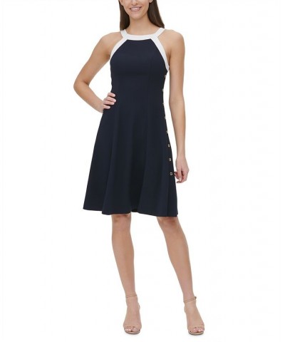 Colorblocked Fit & Flare Dress Sky Captain $63.21 Dresses