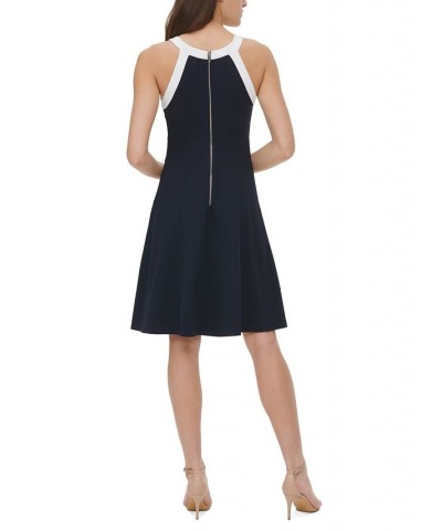 Colorblocked Fit & Flare Dress Sky Captain $63.21 Dresses