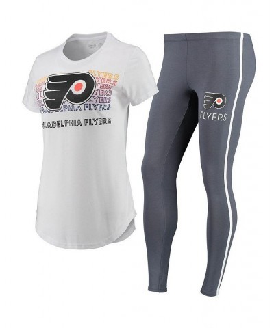 Women's White Charcoal Philadelphia Flyers Sonata T-shirt and Leggings Set White, Charcoal $33.14 Pajama