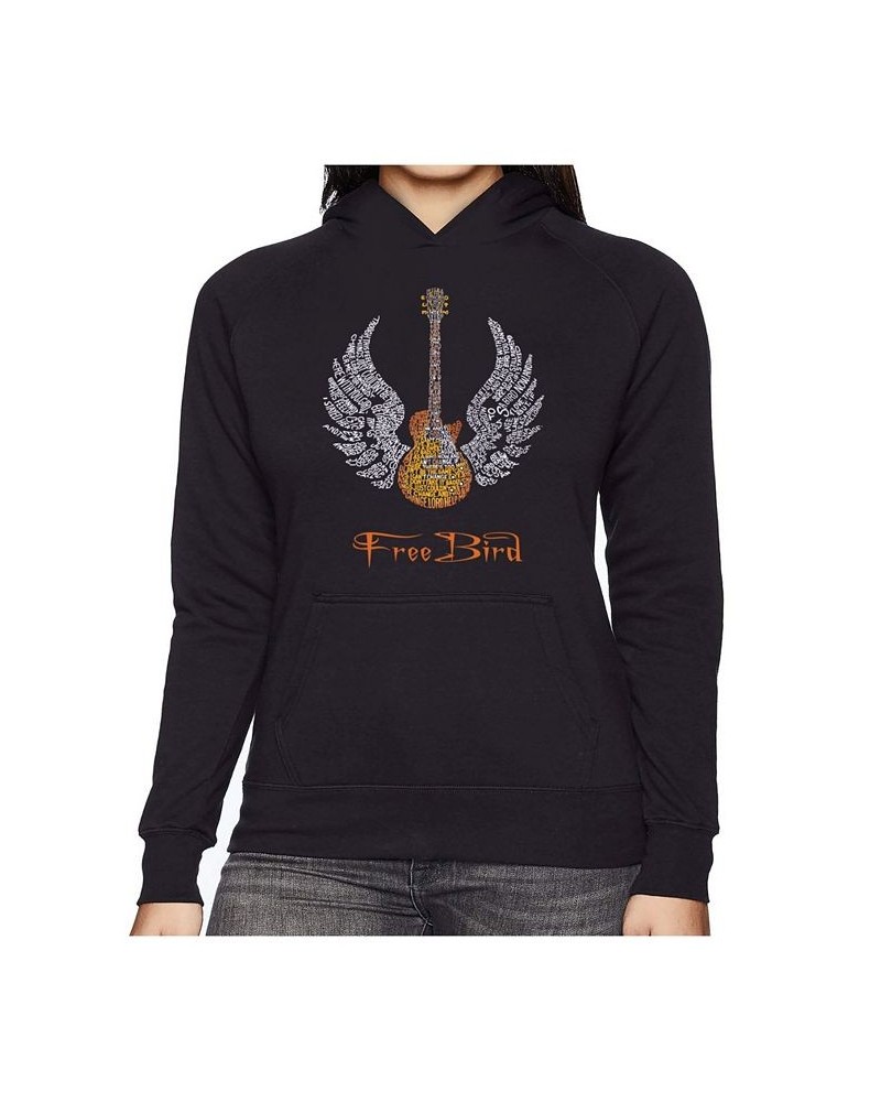 Women's Word Art Hooded Sweatshirt -Lyrics To Freebird Black $35.99 Sweatshirts