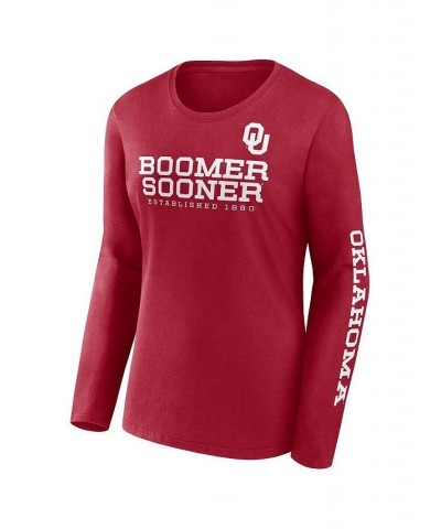 Women's Branded Crimson Oklahoma Sooners Rally Cry 2-Hit T-shirt Red $20.25 Tops