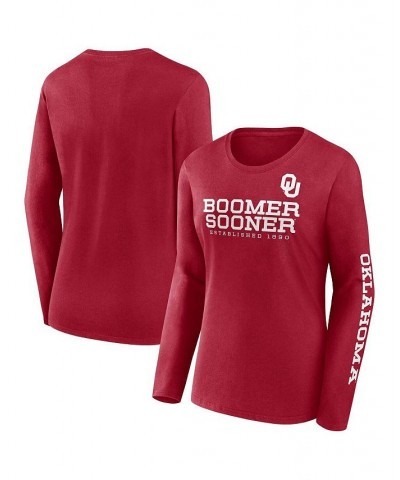 Women's Branded Crimson Oklahoma Sooners Rally Cry 2-Hit T-shirt Red $20.25 Tops