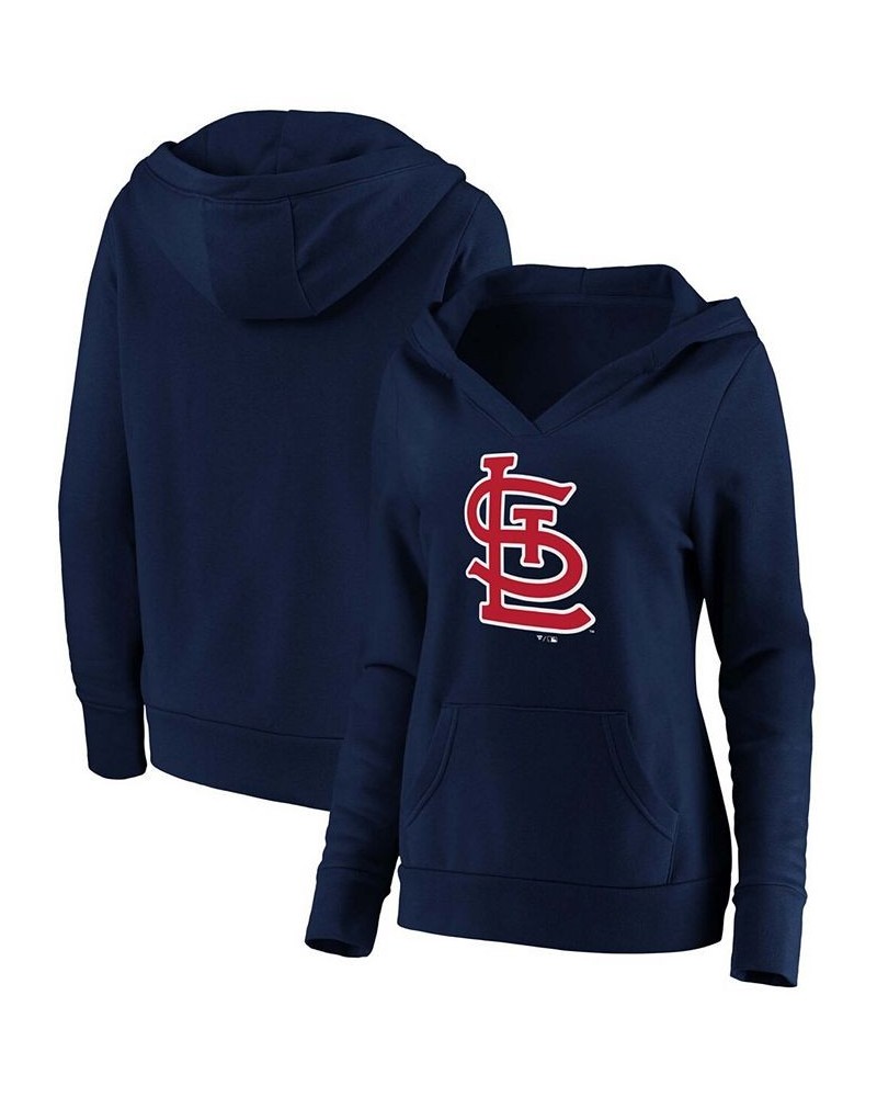 Plus Size Navy St. Louis Cardinals Official Logo Crossover V-Neck Pullover Hoodie Navy $32.80 Sweatshirts