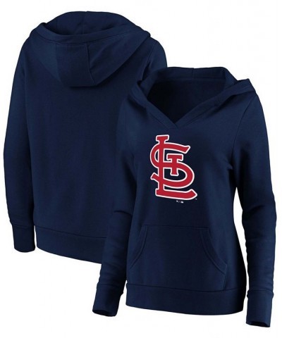 Plus Size Navy St. Louis Cardinals Official Logo Crossover V-Neck Pullover Hoodie Navy $32.80 Sweatshirts