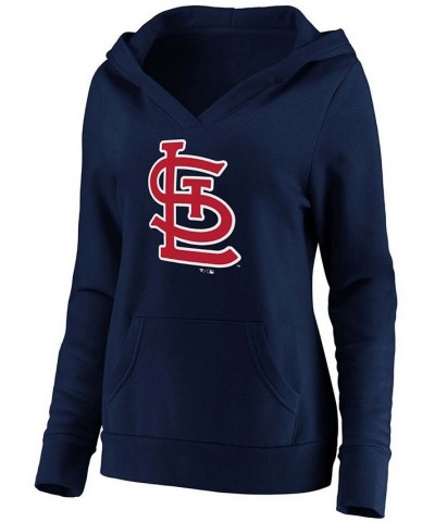 Plus Size Navy St. Louis Cardinals Official Logo Crossover V-Neck Pullover Hoodie Navy $32.80 Sweatshirts