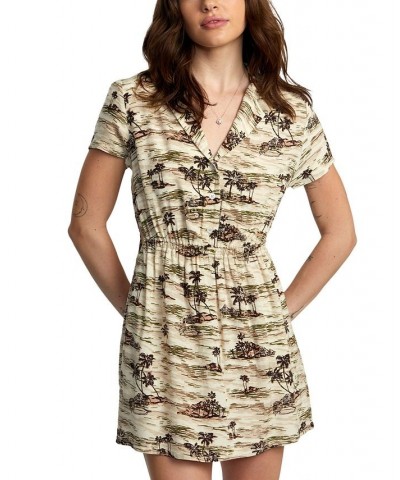 Juniors' Rebound Fit & Flare Shirtdress Cream $31.16 Dresses