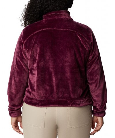 Plus Size Fireside Zip-Front Fuzzy Jacket Red $26.65 Jackets