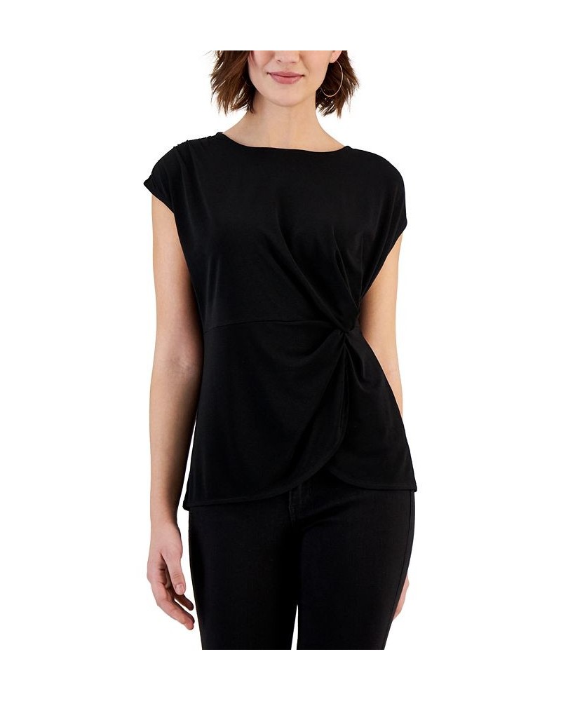 Women's Twist-Detail Top Black $18.07 Tops