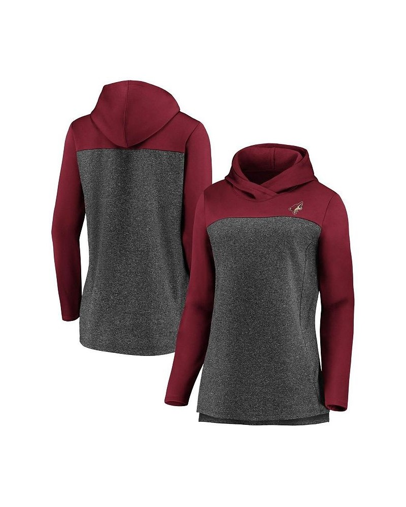 Women's Branded Heathered Charcoal and Garnet Arizona Coyotes Chiller Fleece Pullover Hoodie Heathered Charcoal, Garnet $39.1...