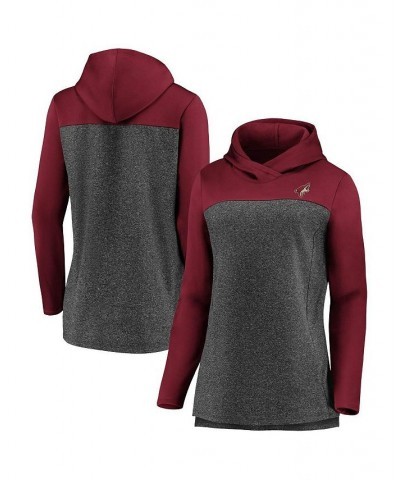 Women's Branded Heathered Charcoal and Garnet Arizona Coyotes Chiller Fleece Pullover Hoodie Heathered Charcoal, Garnet $39.1...