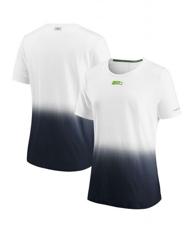 Women's White Seattle Seahawks Dip Dye T-shirt White $18.92 Tops