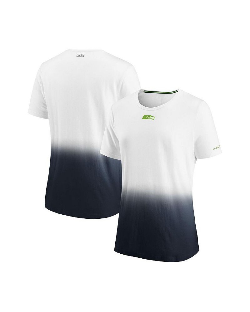 Women's White Seattle Seahawks Dip Dye T-shirt White $18.92 Tops