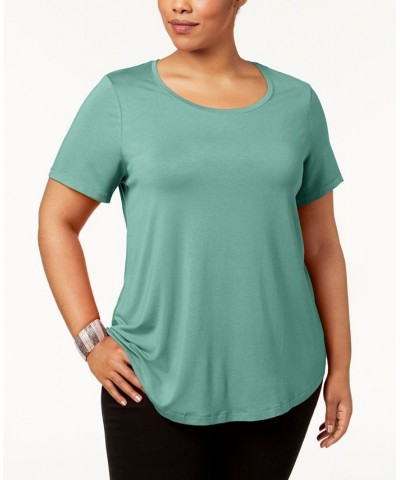 Plus Size Short-Sleeve Top Blue $12.96 Tops