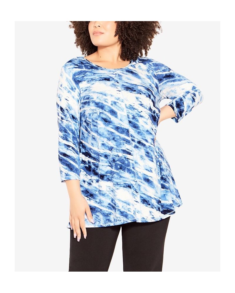 Plus Size Relax Back Tunic Navy Paint $32.43 Tops