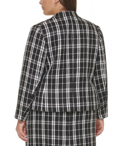 Plus Size Collarless Open-Front Jacket Black Multi $37.80 Jackets