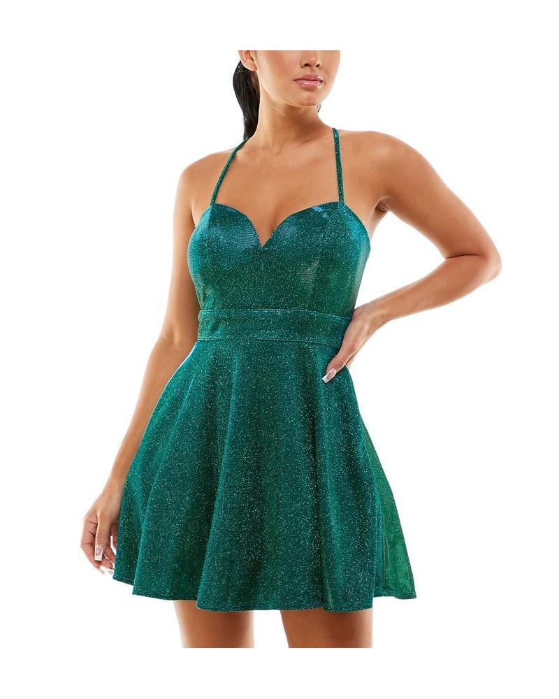 Juniors' Fairy-Dust Sweetheart-Neck Fit & Flare Dress Green Turquoise $25.95 Dresses