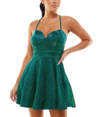 Juniors' Fairy-Dust Sweetheart-Neck Fit & Flare Dress Green Turquoise $25.95 Dresses