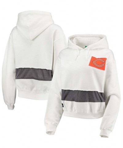 Women's White Chicago Bears Crop Pullover Hoodie White $40.00 Sweatshirts