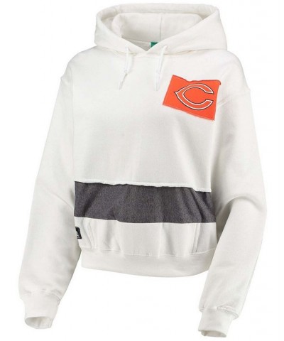 Women's White Chicago Bears Crop Pullover Hoodie White $40.00 Sweatshirts