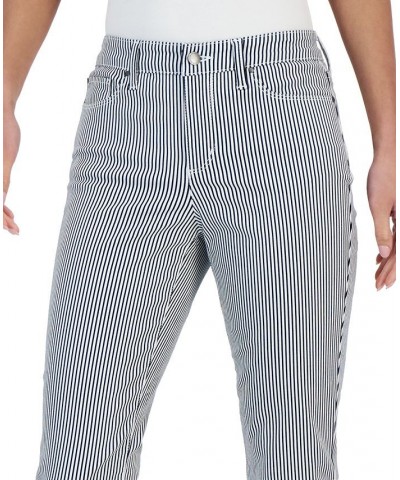 Women's Striped Tummy-Control Cropped Jeans Blue $11.50 Jeans