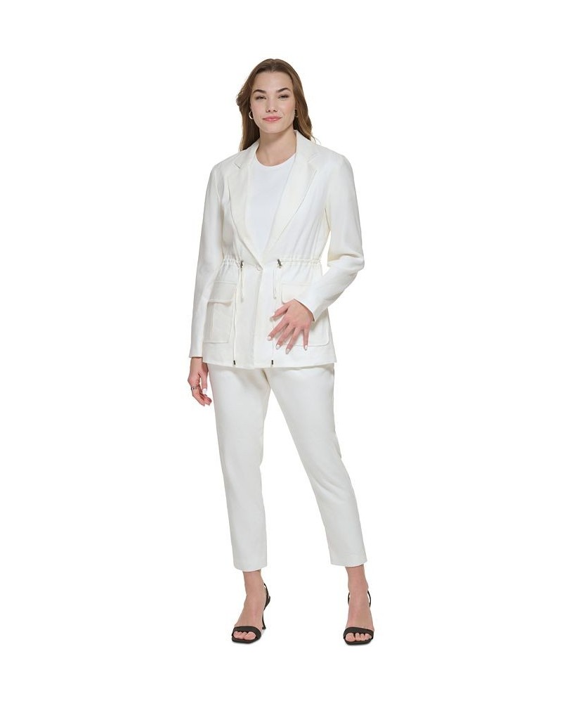 Linen Utility Jacket & Slim Leg Pants White $76.28 Pants