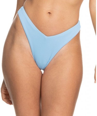 Juniors' Love Cheeky High-Leg Ribbed Bikini Bottoms Powder Blue $20.50 Swimsuits