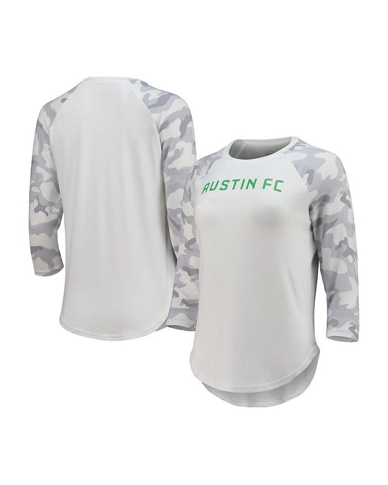Women's White Gray Austin FC Composite 3/4-Sleeve Raglan Top White, Gray $19.20 Tops