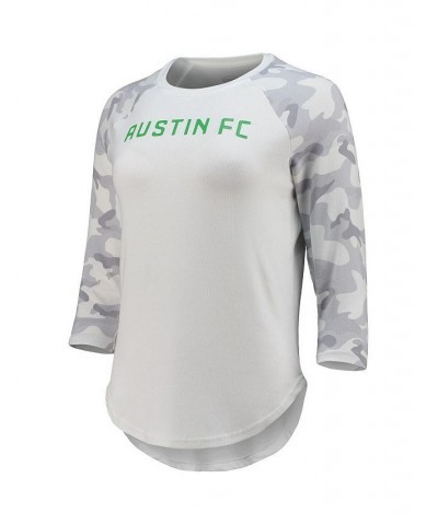 Women's White Gray Austin FC Composite 3/4-Sleeve Raglan Top White, Gray $19.20 Tops