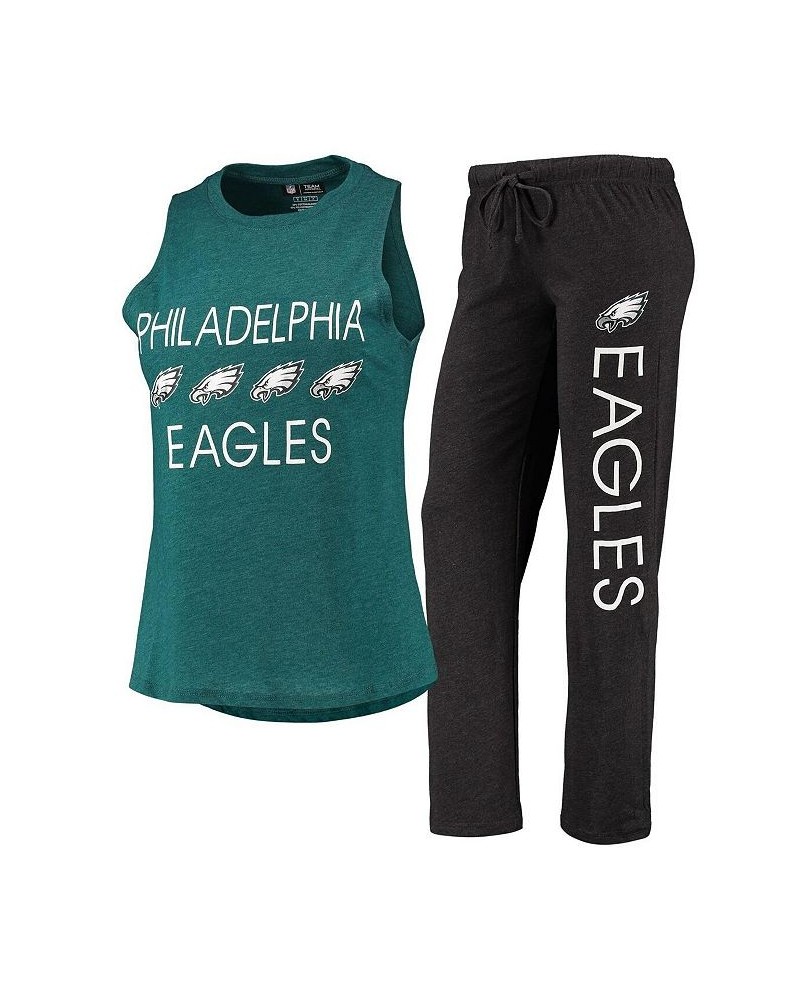 Women's Black Midnight Green Philadelphia Eagles Muscle Tank Top and Pants Sleep Set Black, Midnight Green $32.20 Pajama