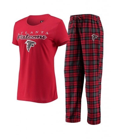 Women's Red Black Atlanta Falcons Logo T-shirt and Pants Set Red, Black $25.20 Pajama