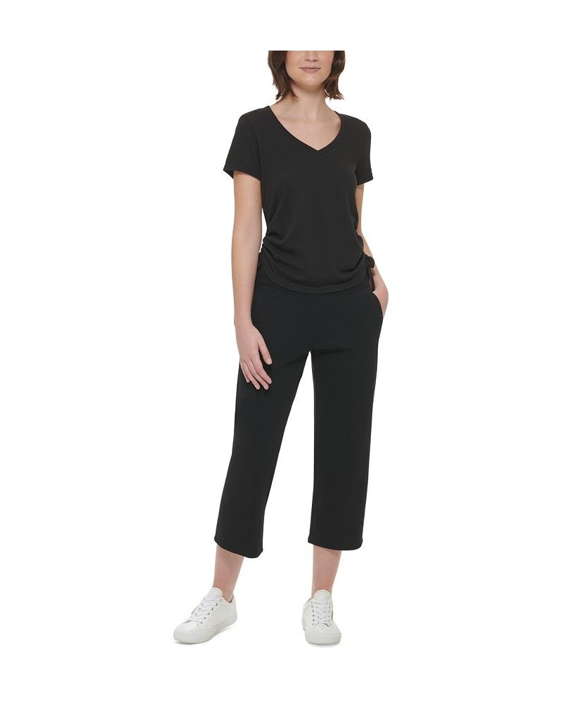 Calvin Klein Women's Sport Ruched Side Short Sleeve T-Shirt Black $15.77 Tops