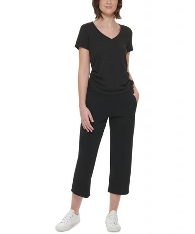 Calvin Klein Women's Sport Ruched Side Short Sleeve T-Shirt Black $15.77 Tops